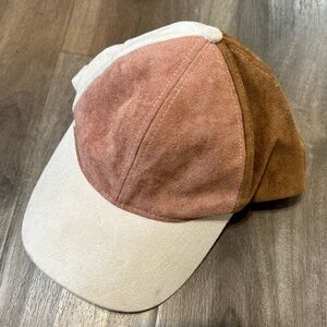 Express Suede Patchwork Baseball Cap in Cream, Rose and Brown
